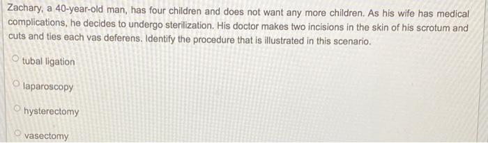 Zachary A 40 Year Old Man Has Four Children And Does Not Want Any More Children As His Wife Has Medical Complications 1