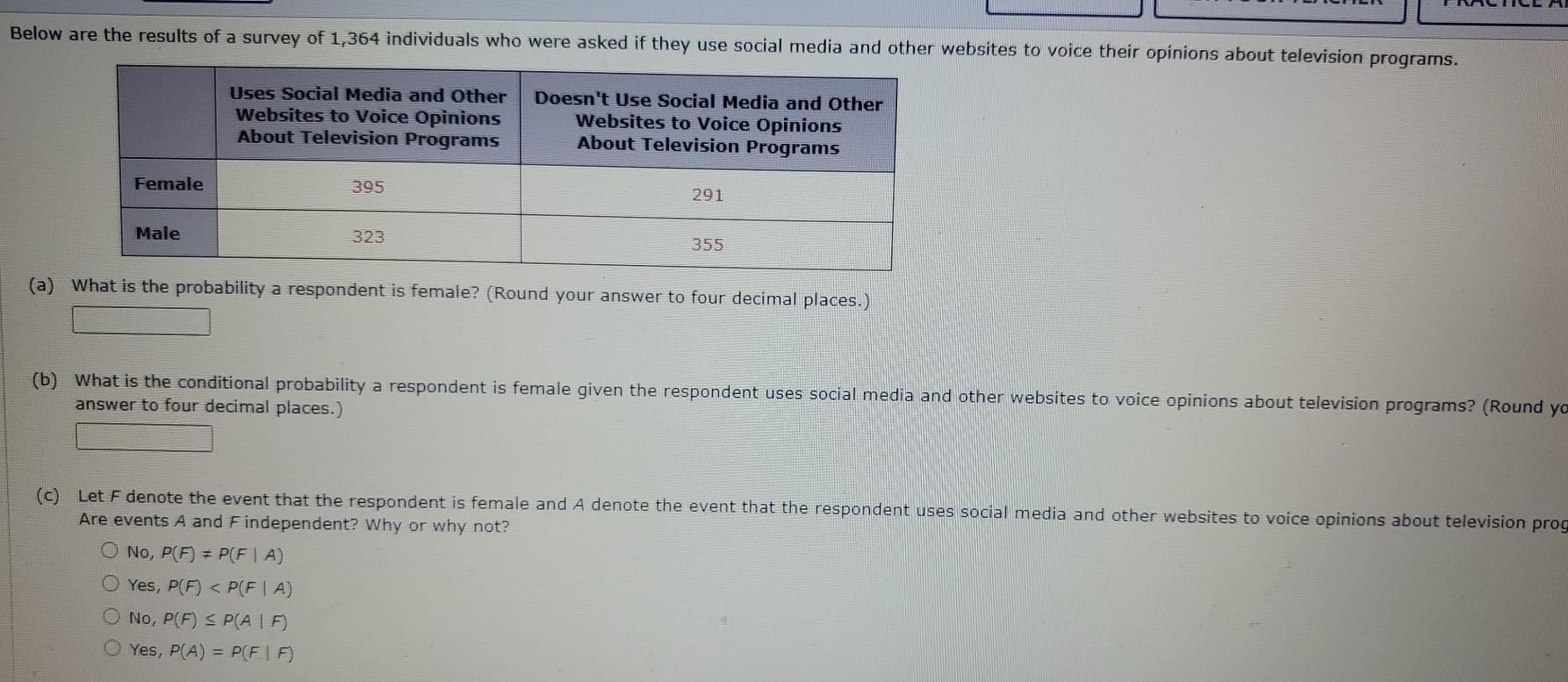Below Are The Results Of A Survey Of 1 364 Individuals Who Were Asked If They Use Social Media And Other Websites To Voi 1