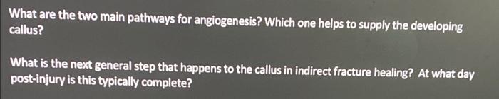 What Are The Two Main Pathways For Angiogenesis Which One Helps To Supply The Developing Callus What Is The Next Gener 1