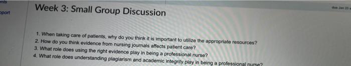 Week 3 Small Group Discussion Oport 1 When Taking Care Of Patients Why Do You Think It Is Important To Utilize The Ap 1