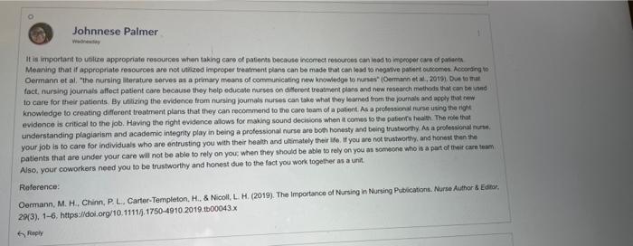 Johnnese Palmer Way It Is Important To Utilize Appropriate Resources When Taking Care Of Patients Because Incorrect Reso 1