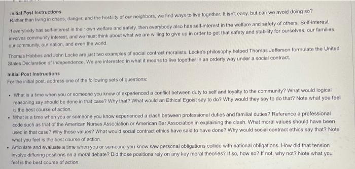 Initial Post Instructions Rather Than Iving In Chaos Danger And The Hostility Of Our Neighbors We Find Ways To Live To 1