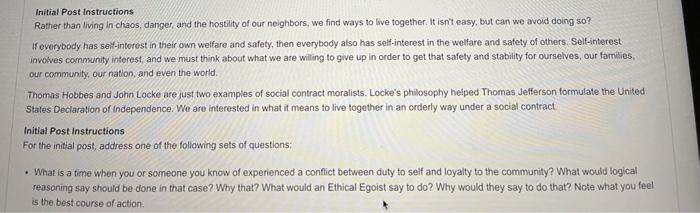 Initial Post Instructions Rather Than Living In Chaos Danger And The Hostility Of Our Neighbors We Find Ways To Live T 1