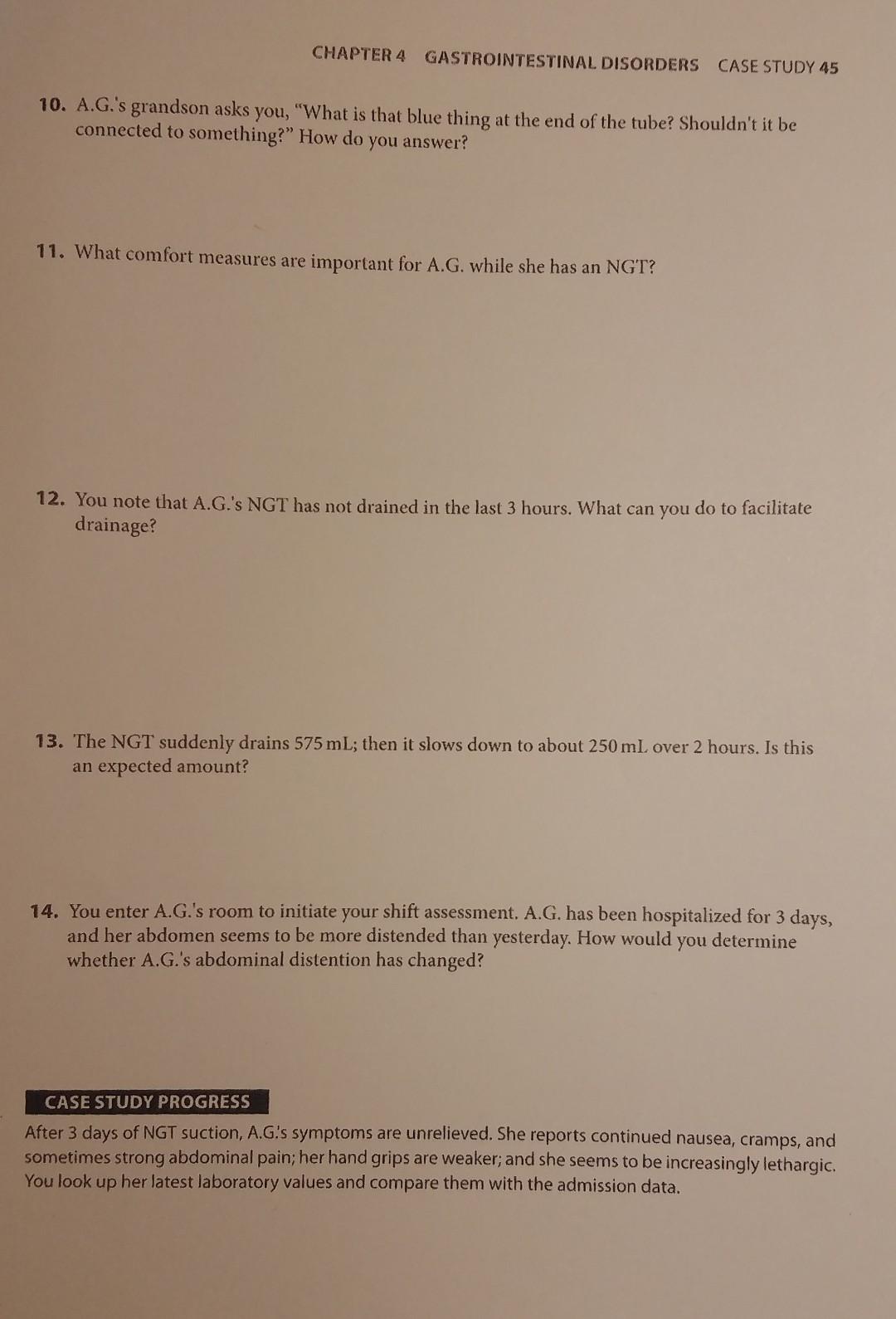 Chapter 4 Gastrointestinal Disorders Case Study 45 Small Bowel Obstruction Case Study 45 Name Class Group Date Group Mem 3