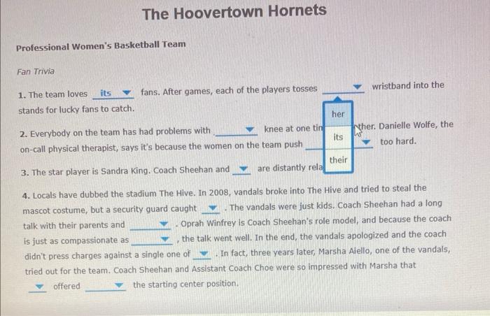 Homework For Major Errors In Grammar The Hoovertown Hornets Professional Women S Basketball Team Fan Trivia 1 The Team 2