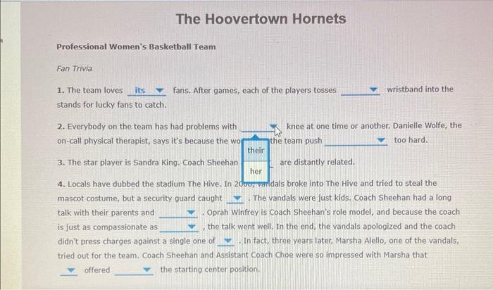Homework For Major Errors In Grammar The Hoovertown Hornets Professional Women S Basketball Team Fan Trivia 1 The Team 3