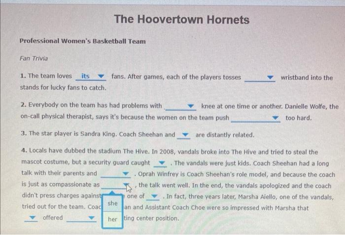 Homework For Major Errors In Grammar The Hoovertown Hornets Professional Women S Basketball Team Fan Trivia 1 The Team 8