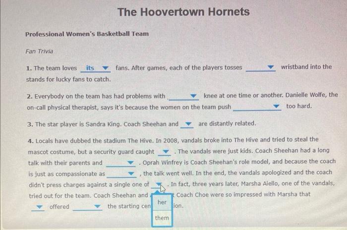 Homework For Major Errors In Grammar The Hoovertown Hornets Professional Women S Basketball Team Fan Trivia 1 The Team 9