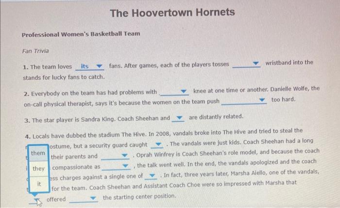 Homework For Major Errors In Grammar The Hoovertown Hornets Professional Women S Basketball Team Fan Trivia 1 The Team 10