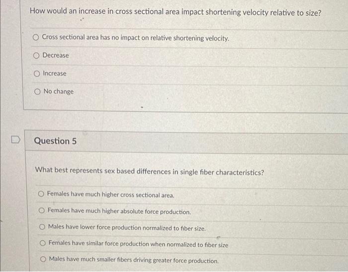 How Would An Increase In Cross Sectional Area Impact Shortening Velocity Relative To Size Cross Sectional Area Has No I 1