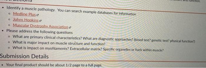 Non Identify A Muscle Pathology You Can Search Example Databases For Information O Medline Pluse Johns Hopkinse M 2