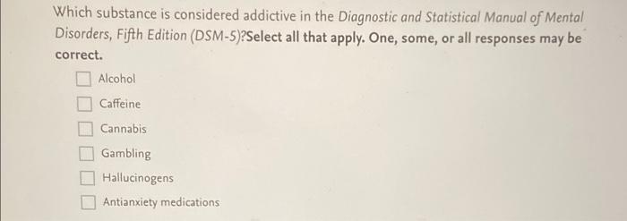 Which Substance Is Considered Addictive In The Diagnostic And Statistical Manual Of Mental Disorders Fifth Edition Dsm 1