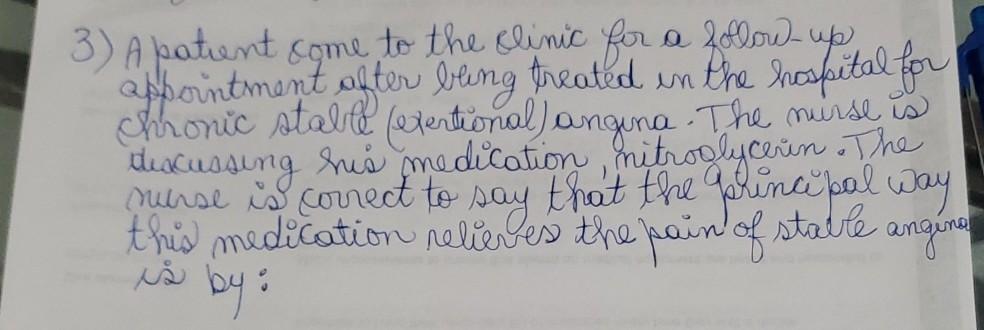 3 A Patient Come To The Clinic For A Follow Up Appointment After Being Treated In The Hospital For Chronic Stable Ev 1
