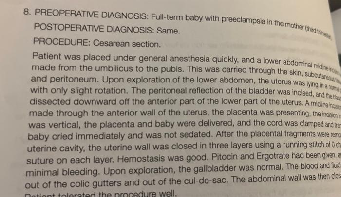 8 Preoperative Diagnosis Full Term Baby With Preeclampsia In The Mother Tried Postoperative Diagnosis Same Procedure 1