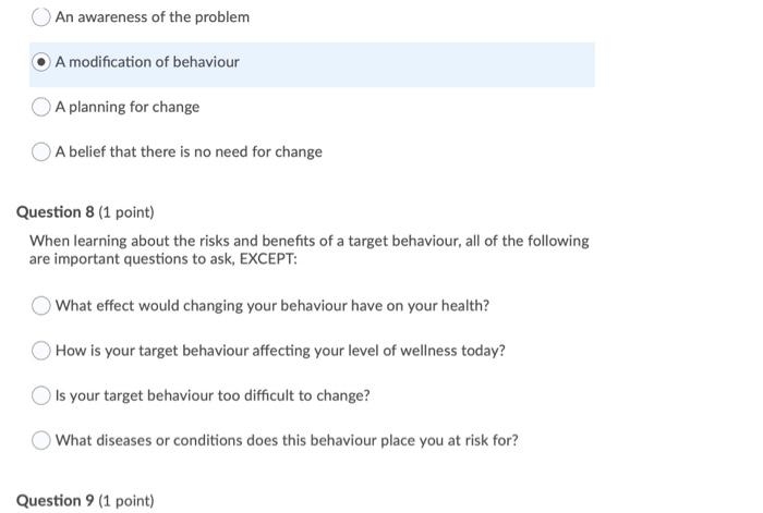 Question 13 1 Point A Strategy To Increase Your Chances Of Success In The Pursuit Of A New Behaviour Is To Frequently 6