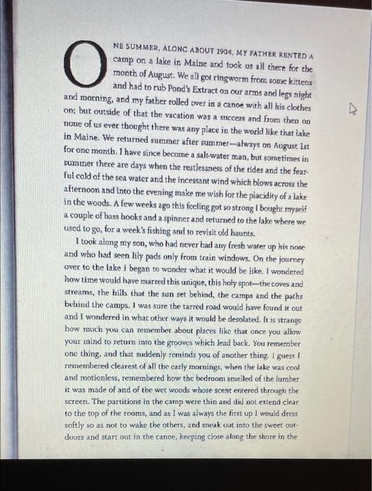 Read The Essay Once More To The Lake Written By E B White Click Here For A Copy Of The Essay Once More To The Lake 2
