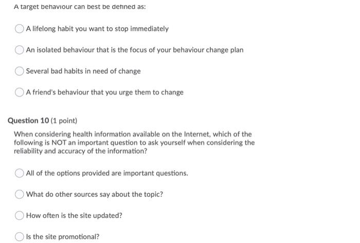 Question 8 1 Point When Learning About The Risks And Benefits Of A Target Behaviour All Of The Following Are Importan 2