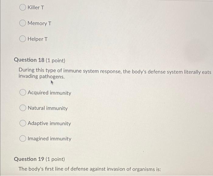 Question 14 1 Point Antibodies Have Complementary Surface Markers That Work With And Key Like A Lock Antigens T Cells 3