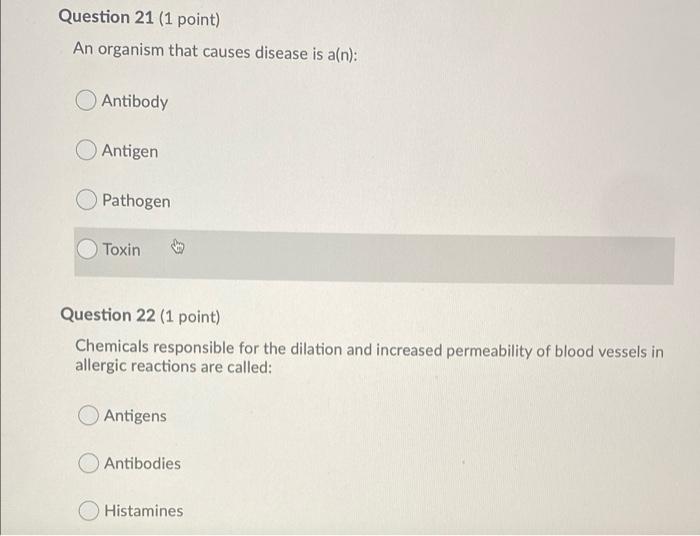 Question 14 1 Point Antibodies Have Complementary Surface Markers That Work With And Key Like A Lock Antigens T Cells 5