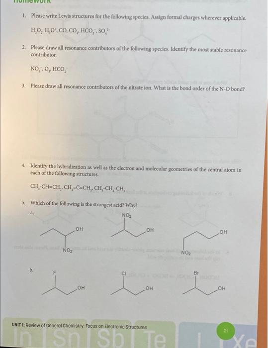 1 Please Write Lewis Structures For The Following Species Assign Formal Charges Wherever Applicable Ho Ho Co Co H 1