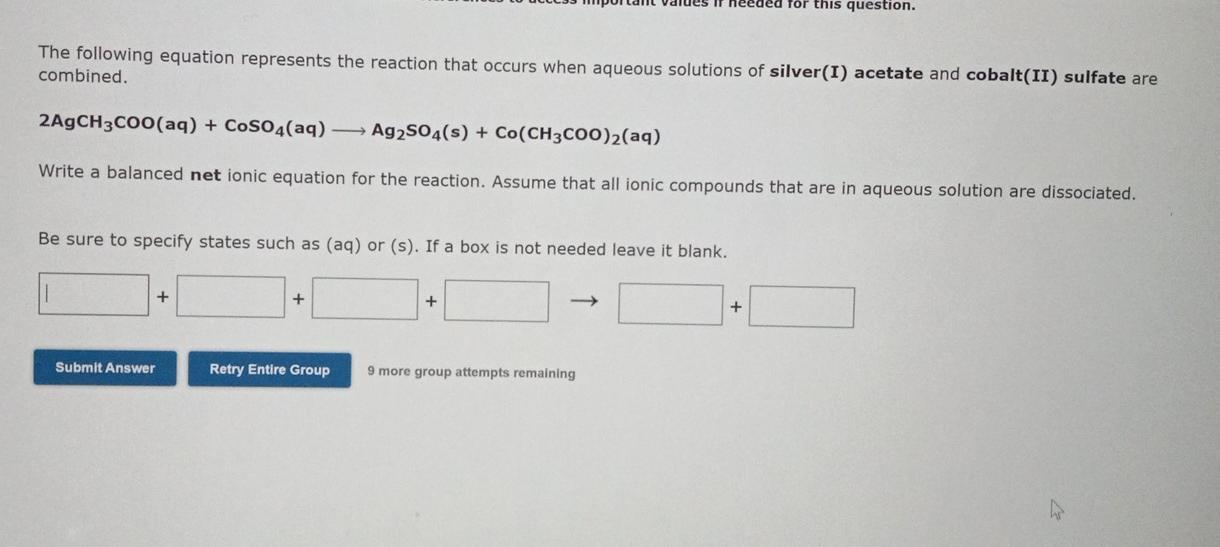If Needed For This Question The Following Equation Represents The Reaction That Occurs When Aqueous Solutions Of Silver 1