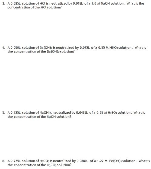 3 A 0 025l Solution Of Hcl Is Neutralized By 0 018l Of A 1 0 M Naoh Solution What Is The Concentration Of The Hcl Solu 1