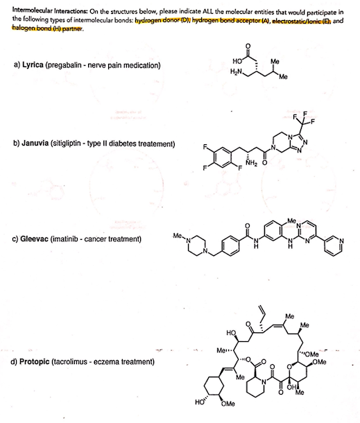 Intermolecular Interactions On The Structures Below Please Indicate All The Molecular Entities That Would Participate 1