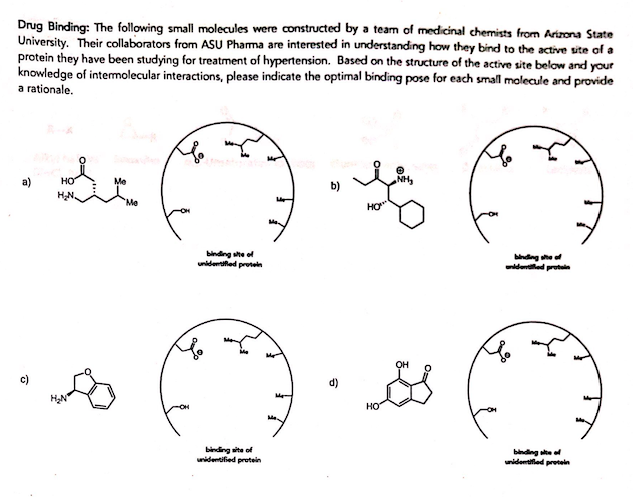 Drug Binding The Following Small Molecules Were Constructed By A Team Of Medicinal Chemists From Arizona State Universi 1