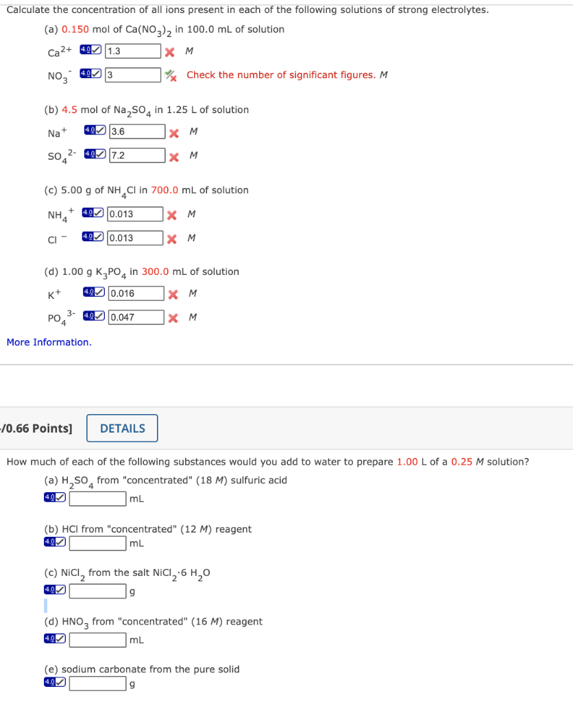 Calculate The Concentration Of All Ions Present In Each Of The Following Solutions Of Strong Electrolytes A 0 150 Mol 1