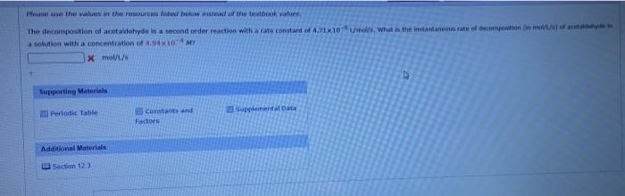 Use The Values In The Resources Fated Below Instead Of The Textbook When Anolle What In The Instantaneous Rate Of Compe 1