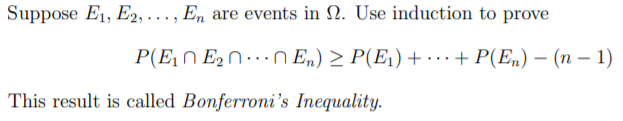 Suppose E1 E2 En Are Events In 12 Use Induction To Prove P En E2 N Nen P El P En N 1 This 1