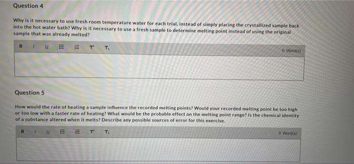 Question 2 Compare The Sharp Melting Point Of A Pure Compound Versus The Melting Range Of A Mixture Use The Data In Dat 2