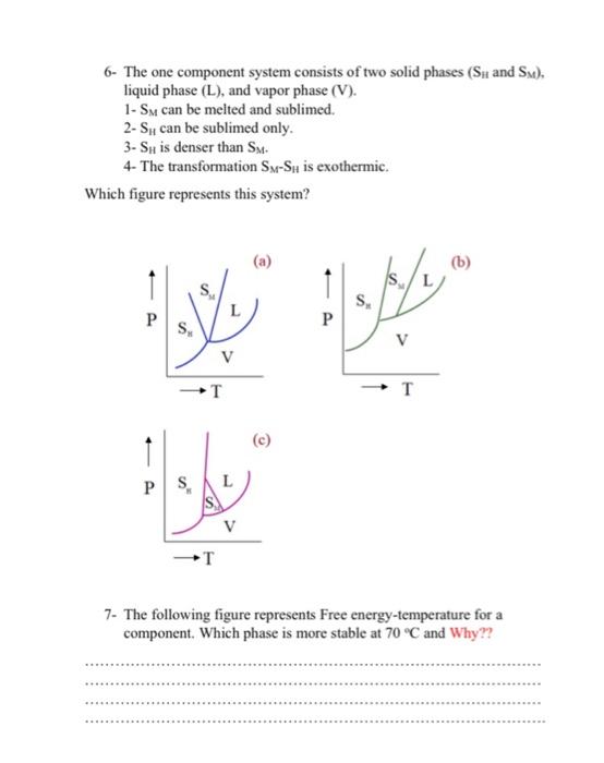 The Figure Below Represents One Component Phase Diagram Depending On This Figure Answer The Following Questions Solid 2