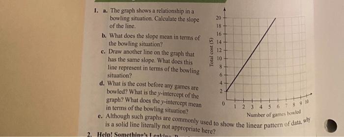 Total Cost S 1 A The Graph Shows A Relationship In A Bowling Situation Calculate The Slope 20 Of The Line 18 16 B 1