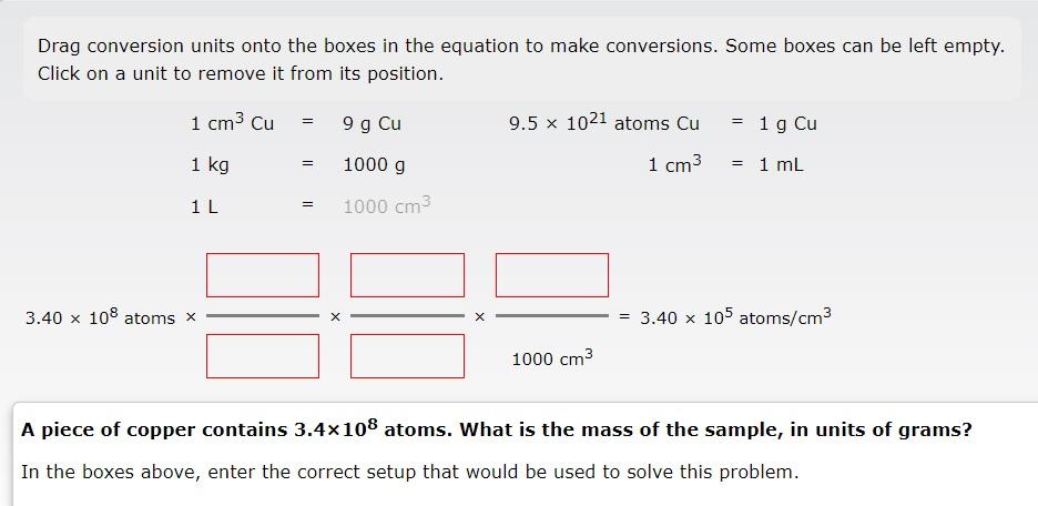 Drag Conversion Units Onto The Boxes In The Equation To Make Conversions Some Boxes Can Be Left Empty Click On A Unit 1