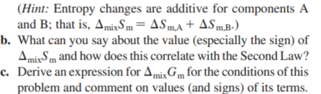 Consider The Process Where Na Mol Of Gas A Initially At 1 Bar Pressure Mix With Ng Mol Of Gas B Also At 1 Bar To Form 1 2