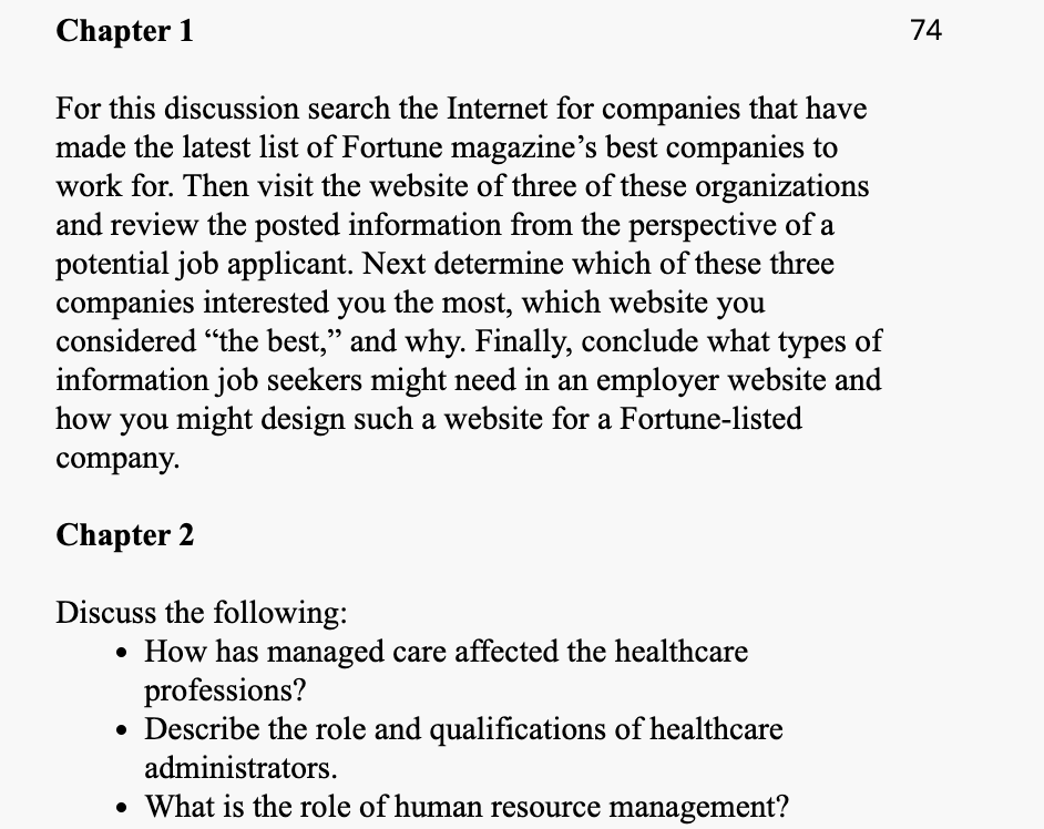 Chapter 1 74 For This Discussion Search The Internet For Companies That Have Made The Latest List Of Fortune Magazine S 1