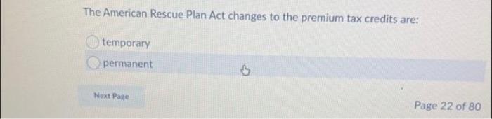 The American Rescue Plan Act Changes To The Premium Tax Credits Are Temporary Permanent Next Pace Page 22 Of 80 1