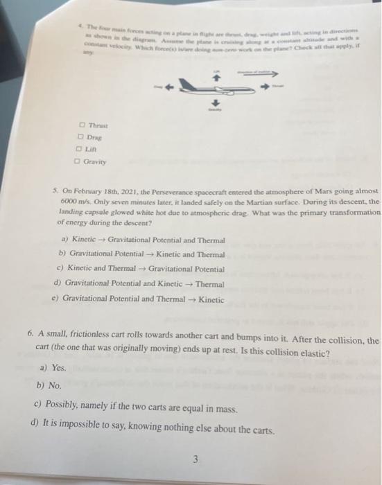 4 the four main forces acting thrust drag plane in fight are the drag