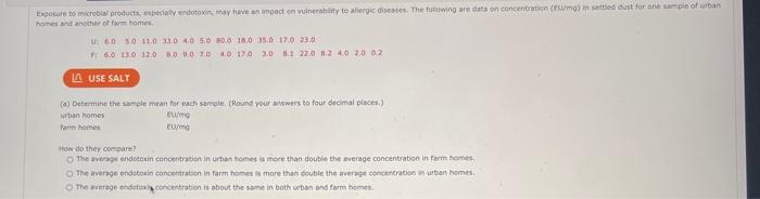 Exposure To Microbial Products Especially Endotoxin May Have An Act On Vulnerability To Alergies The Following Are Dat 1