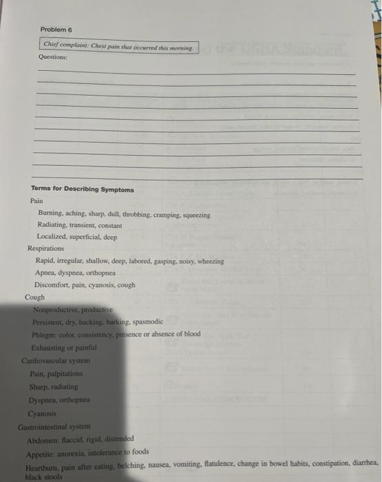 Practice Problems In The Space Provided Indicate Examples Of Direct Questions To Ask The Patient To Obtain The Necessar 4