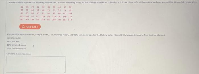 A Certain Artid Reported The Following Observations Listed In Increasing Order On Critetime Number Of Holes That A Drit 1