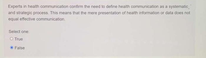 Experts In Health Communication Confirm The Need To Define Health Communication As A Systematic And Strategic Process T 1