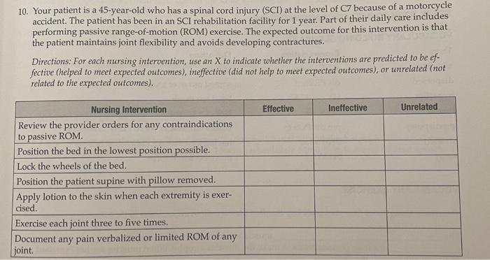 10 Your Patient Is A 45 Year Old Who Has A Spinal Cord Injury Sct At The Level Of C7 Because Of A Motorcycle Accident 1
