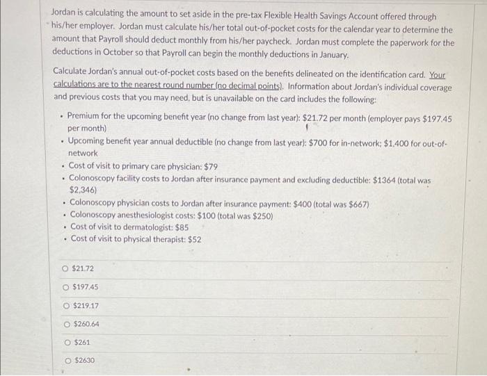 What Is The Annual Cost Of Premiums For Jordan Case Jordan Is 55 Years Old Refer To Jordan S Healthcare Insurance Ide 2