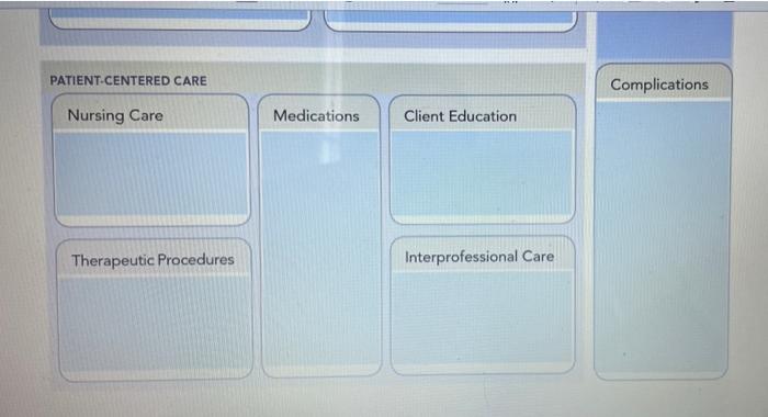 Patient Centered Care Complications Nursing Care Medications Client Education Therapeutic Procedures Interprofessional C 1