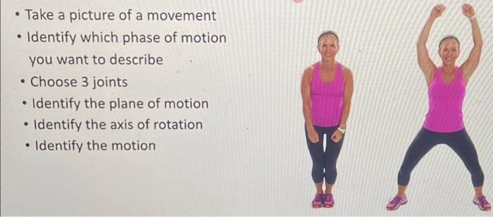 Take A Picture Of A Movement Identify Which Phase Of Motion You Want To Describe Choose 3 Joints Identify The Plan 1