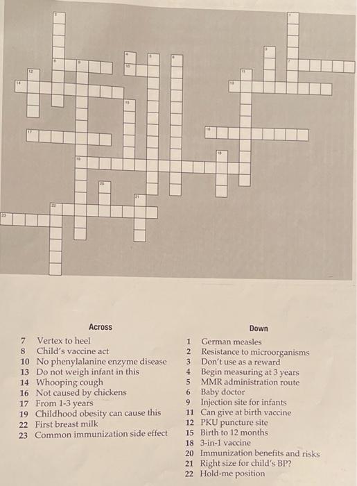 8 Across 7 Vertex To Heel Child S Vaccine Act 10 No Phenylalanine Enzyme Disease 13 Do Not Weigh Infant In This 14 Whoop 2