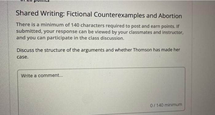 Shared Writing Fictional Counterexamples And Abortion There Is A Minimum Of 140 Characters Required To Post And Earn Po 1