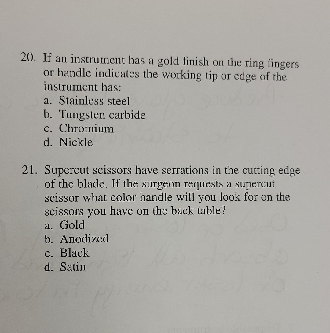 20 If An Instrument Has A Gold Finish On The Ring Fingers Or Handle Indicates The Working Tip Or Edge Of The Instrument 1